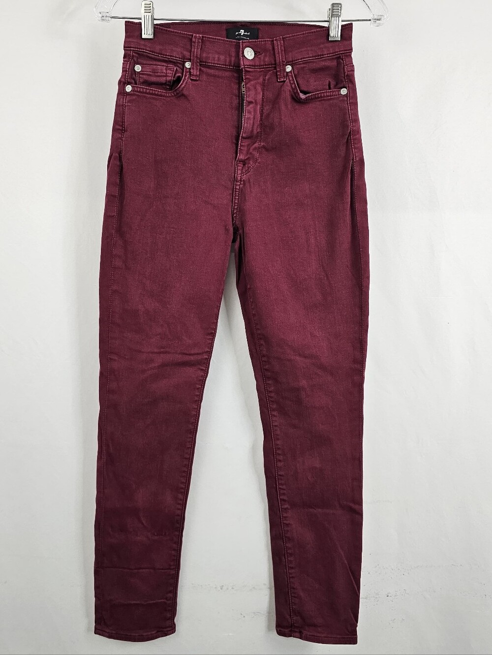 7 For All Mankind High Waist Ankle Skinny Jeans, Burgundy, Sz 26